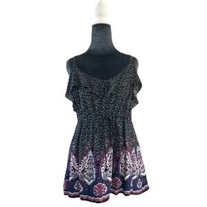 Torrid Babydoll Tank Top Paisley Ruffle Bow Boho Festival Flowey SZ 00 Large